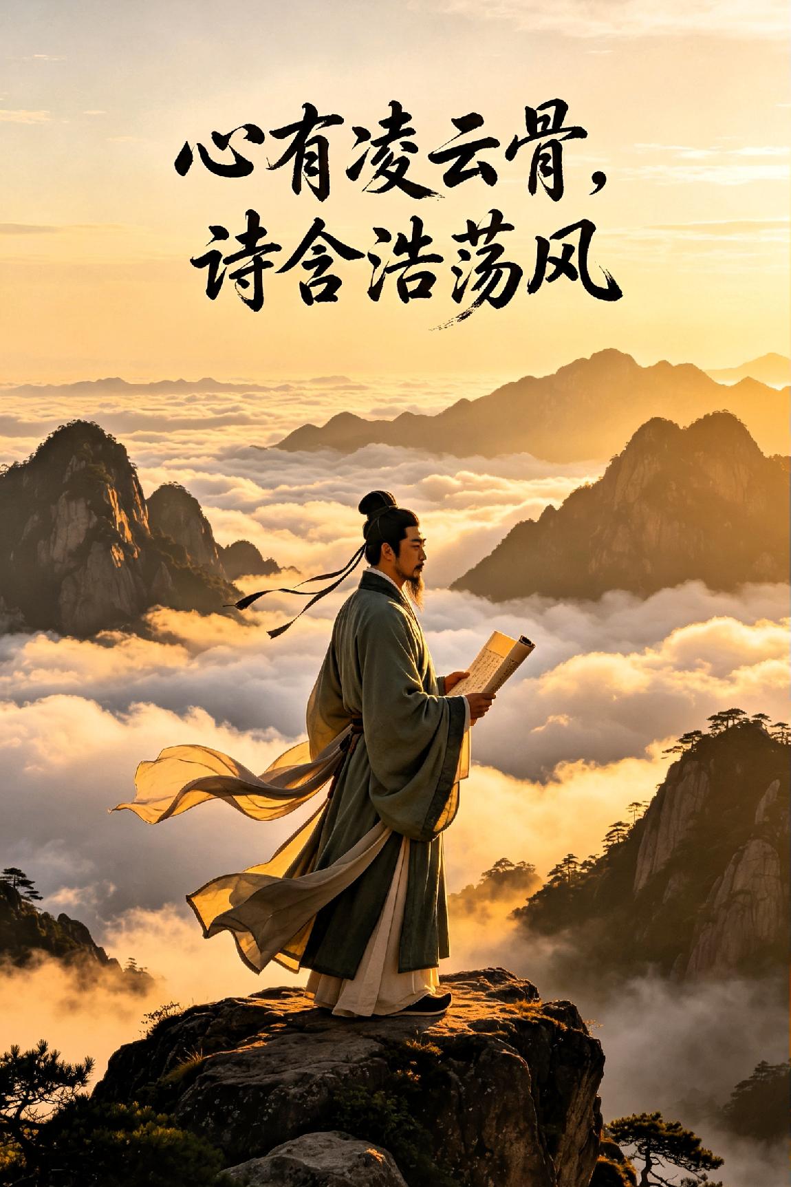 心有凌云骨，诗含浩荡风！七言诗.心怀浩气胸存傲骨立尘寰，意气凌云不
