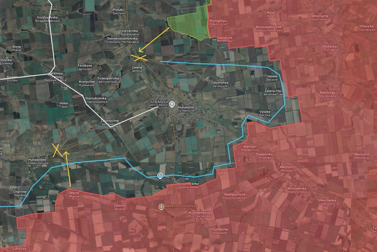 古利亚伊波列包围圈正在形成，随着俄军在该方向的大踏步推进速度，两翼包抄，切断交通
