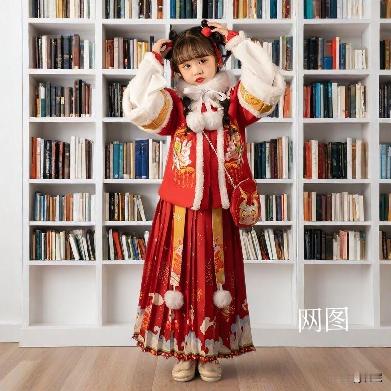 今天给六岁的女儿买了一套冬季的汉服裙子，惹得我老公很不开心，闹着我退货。大红