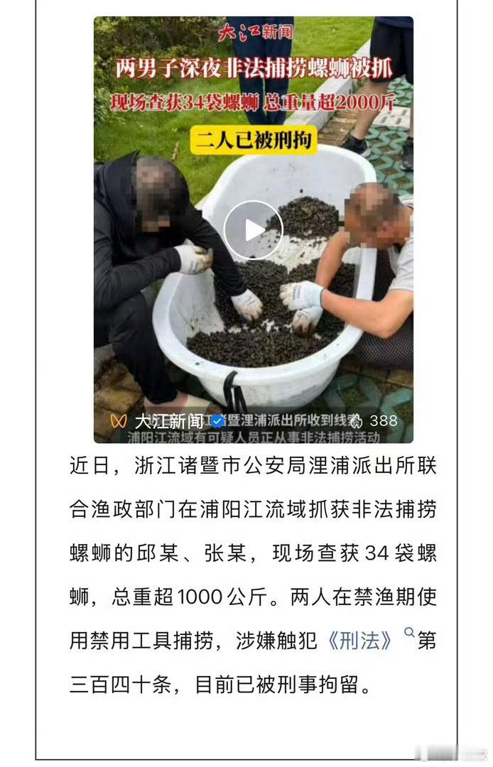 “总重超1000公斤”这段字大记者是看不见吗？明明是非法使用器械捞了一吨，又不是