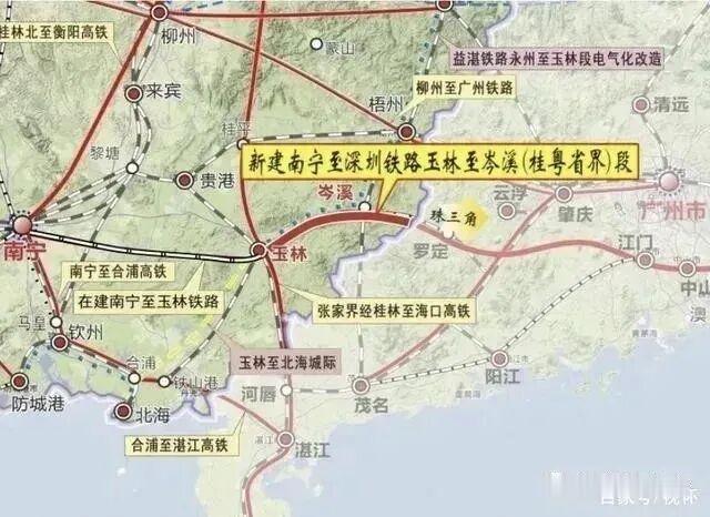 南珠高铁广西段施工进度很快，据报道广西玉林北至岑溪东段本月进入全线铺轨阶段，冲刺