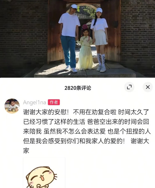 甜馨真诚地说：“不用劝复合了，已经习惯这种生活。”前段时间有媒体拍到贾乃亮
