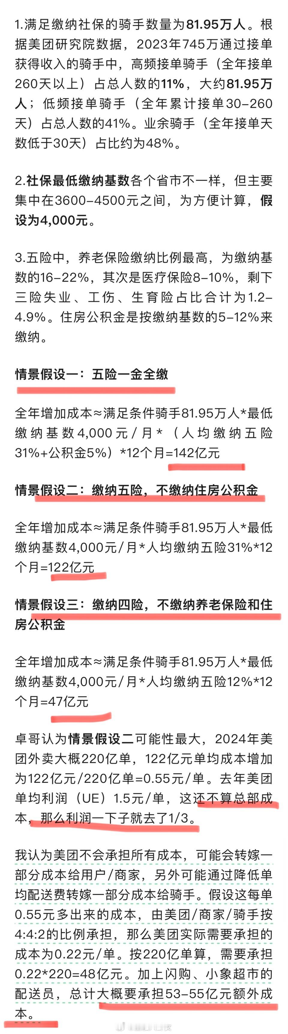 骑手缴纳社保外卖会变贵吗为骑手缴纳社保，需要增加100多亿成本？