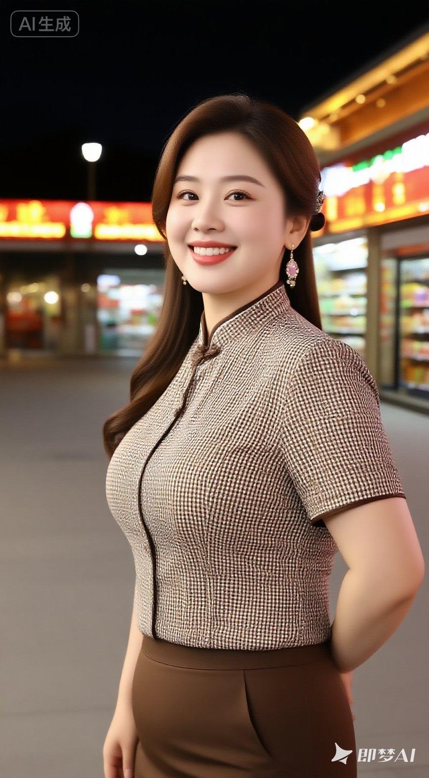 都市夜色下的优雅女性，时尚穿搭引人注目