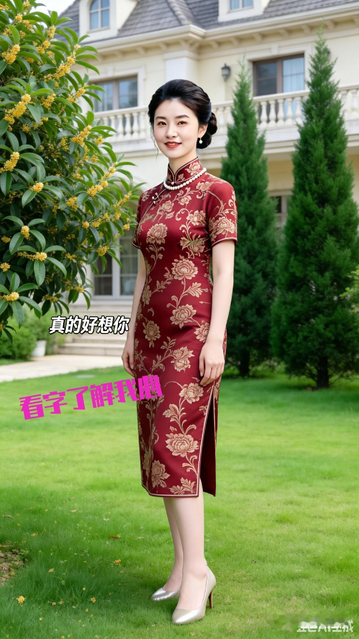 此女娇俏而立，轻语“真的好想你”。容颜甜如蜜糖，盼爱驻留心际。温柔盈于双眸，