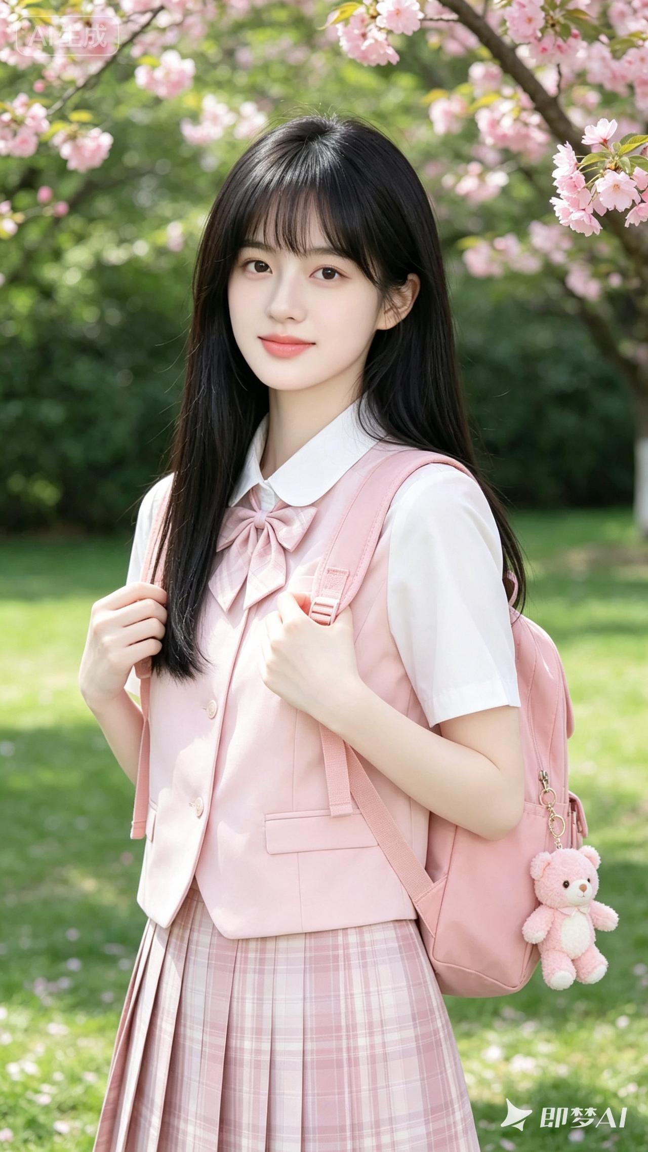 樱花树下，少女与粉色的青春