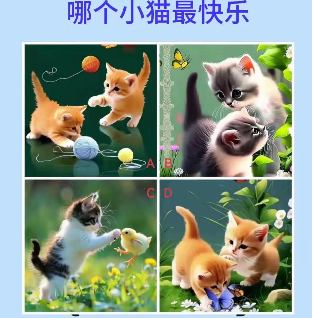 测测看你是否享受赚钱的乐趣？？下面四幅图的小猫咪🐱，你觉得哪一幅图的最可爱