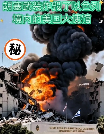 网上传疯了！胡塞武装炸了以色列的美国大使馆！5月26日胡塞武装确实在