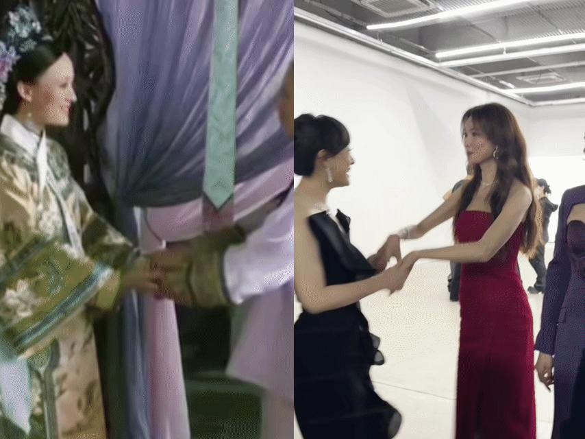 林志玲给孙俪行礼。甄嬛传里的这段场景又出圈了。去查了一下她们的年纪后，我