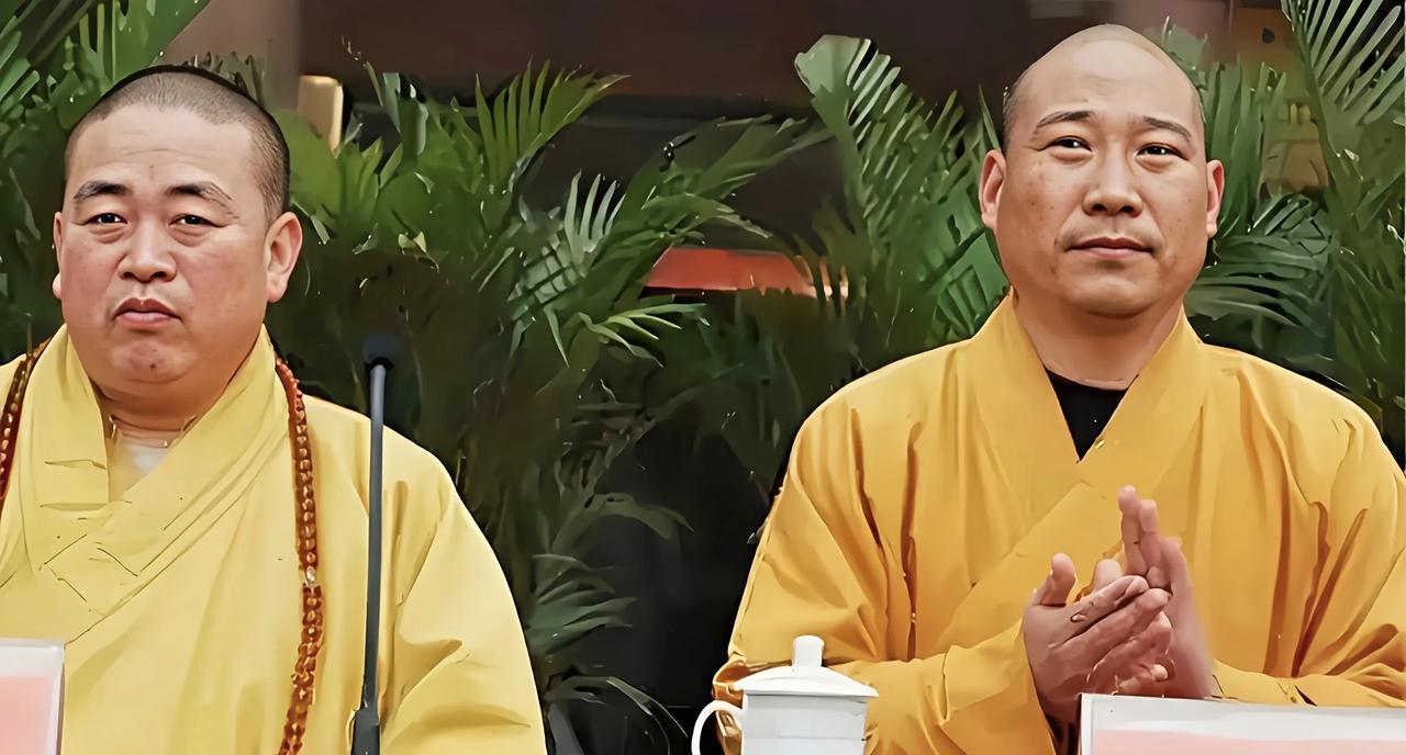 坐在释永信旁边这个僧人叫释延鲁，他是释永信的弟子，在2015年的时候曾实名举报释