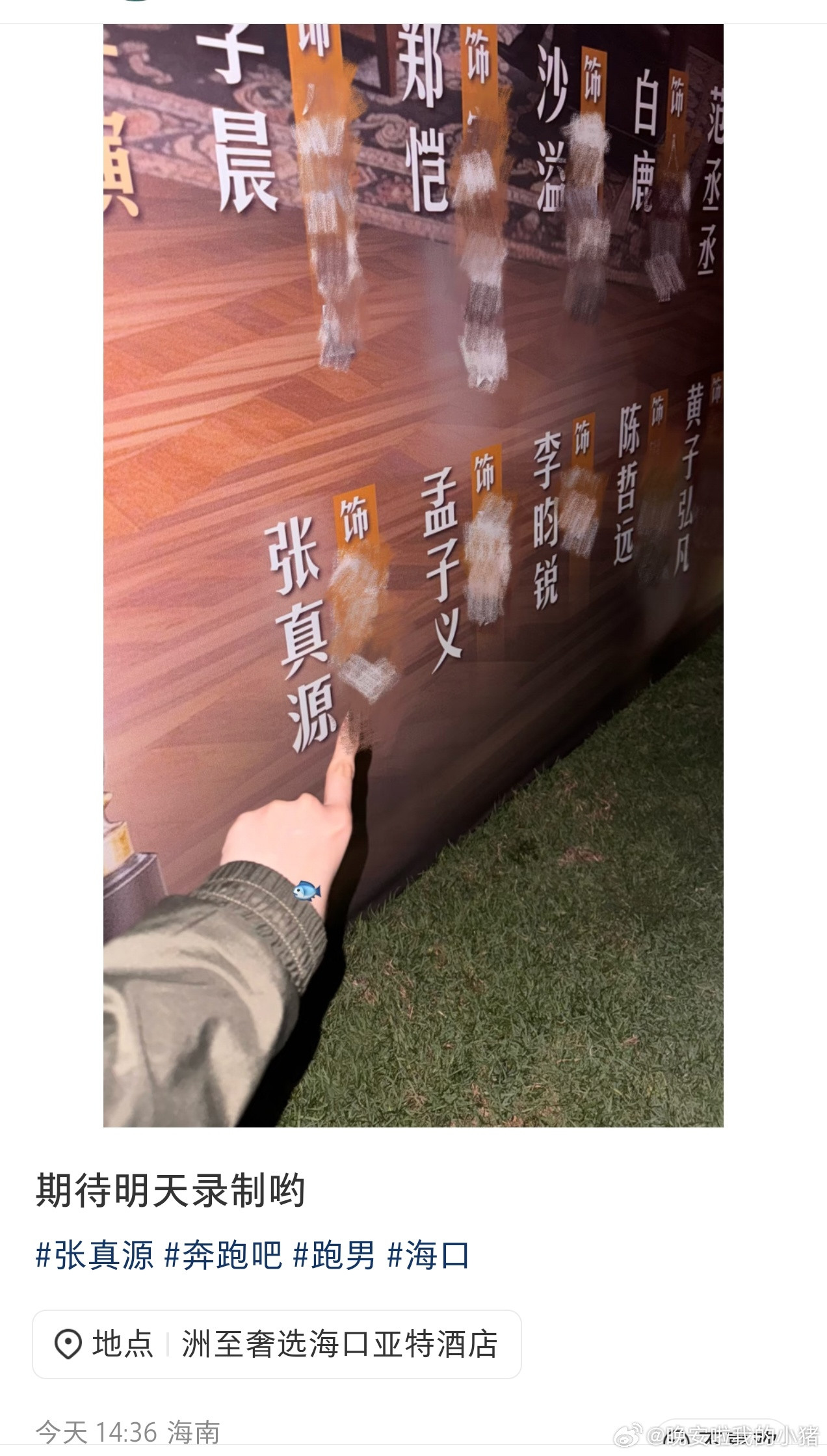 新一季跑男嘉宾阵容，陈哲远黄子弘凡飞行，宋雨琦退出，只有白鹿一个女常驻了