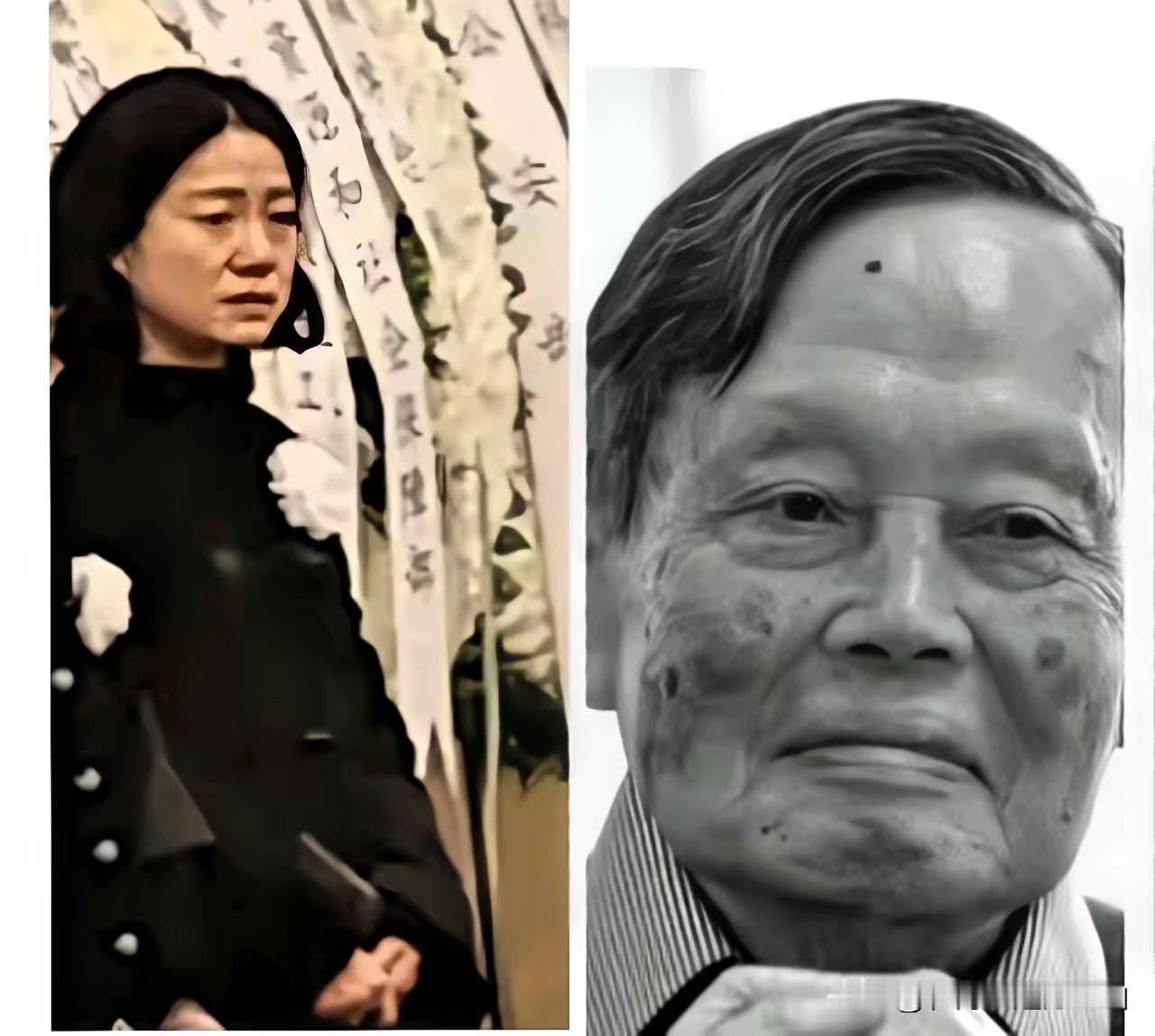 单薄的外衣,哭红了双眼,一脸憔悴,照片都能看到未干的泪痕,这就是追悼会上的翁帆,