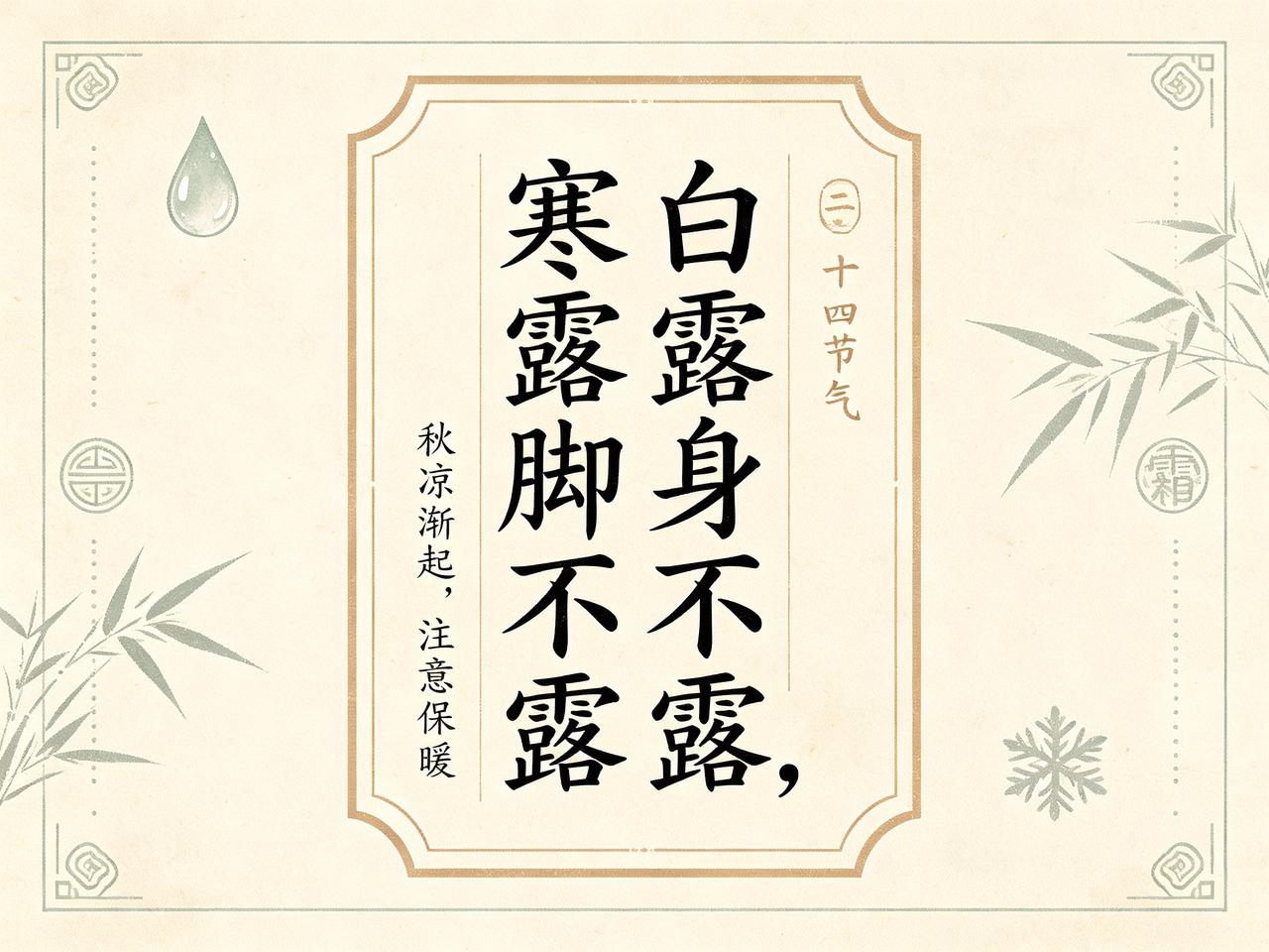 这几天早晚凉快，老辈人说的"秋老虎"也该歇了。再过几天就是白露。老话讲："白露