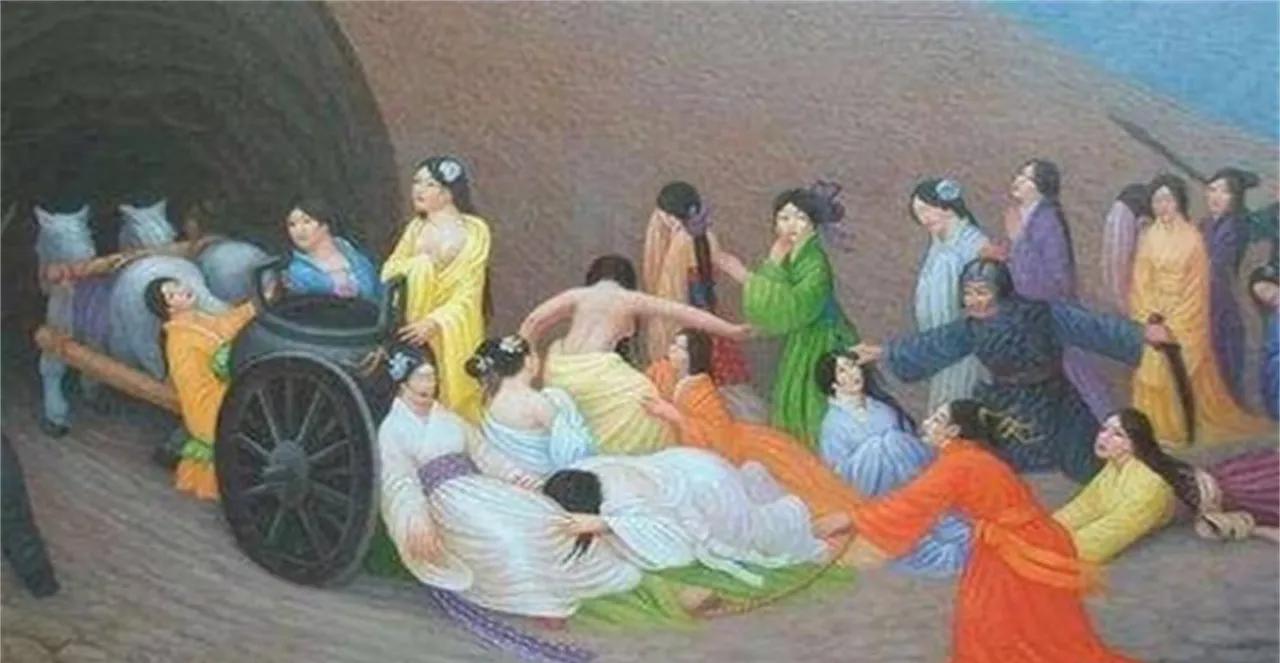 大部分人以为的殉葬，大活人哭天抢地的被推进地宫，随着地宫封闭，里面的人为了活下去