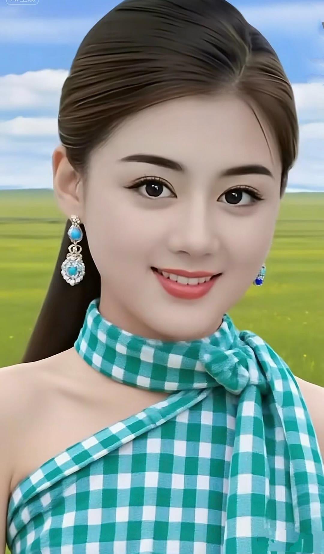 清新夏日穿搭，蓝白格子连衣裙，搭配精致耳环，元气满满！🌞👗💎