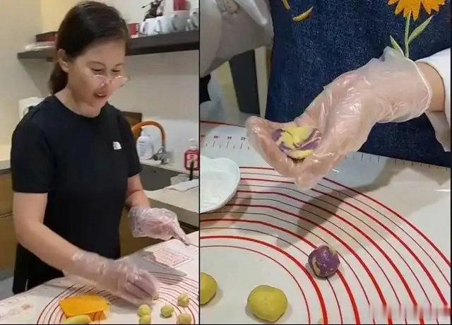 汪小菲女儿小玥儿上初中了，穿粉色睡衣跟小杨阿姨做麻薯，网友：这揉面团的手艺咋这么巧​
