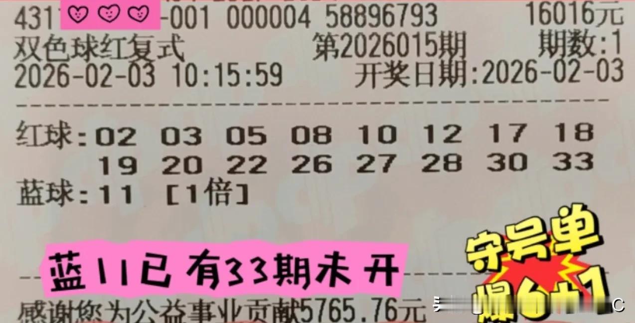 双色球26015期晒票分享：湖南彩民团队先提前一日打出一张价值1万元的复式票，随