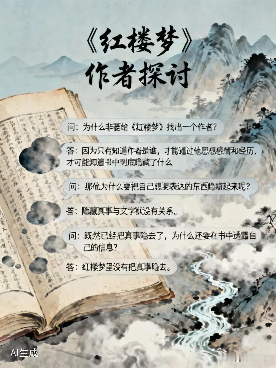 问：为什么非要给《红楼梦》找出一个作者？答：因为只有知道作者是谁，从而通过他的
