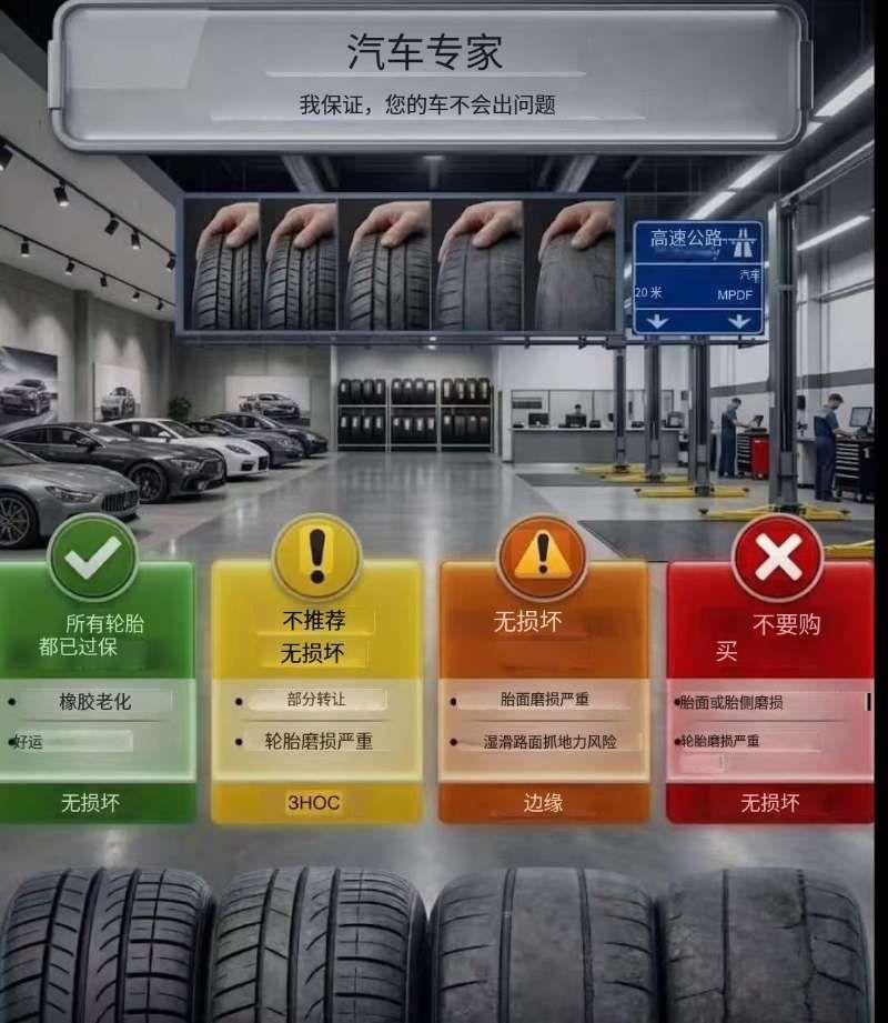 轮胎状态一眼看懂。一、按颜色判断轮胎好坏🟢绿色（一切正常）