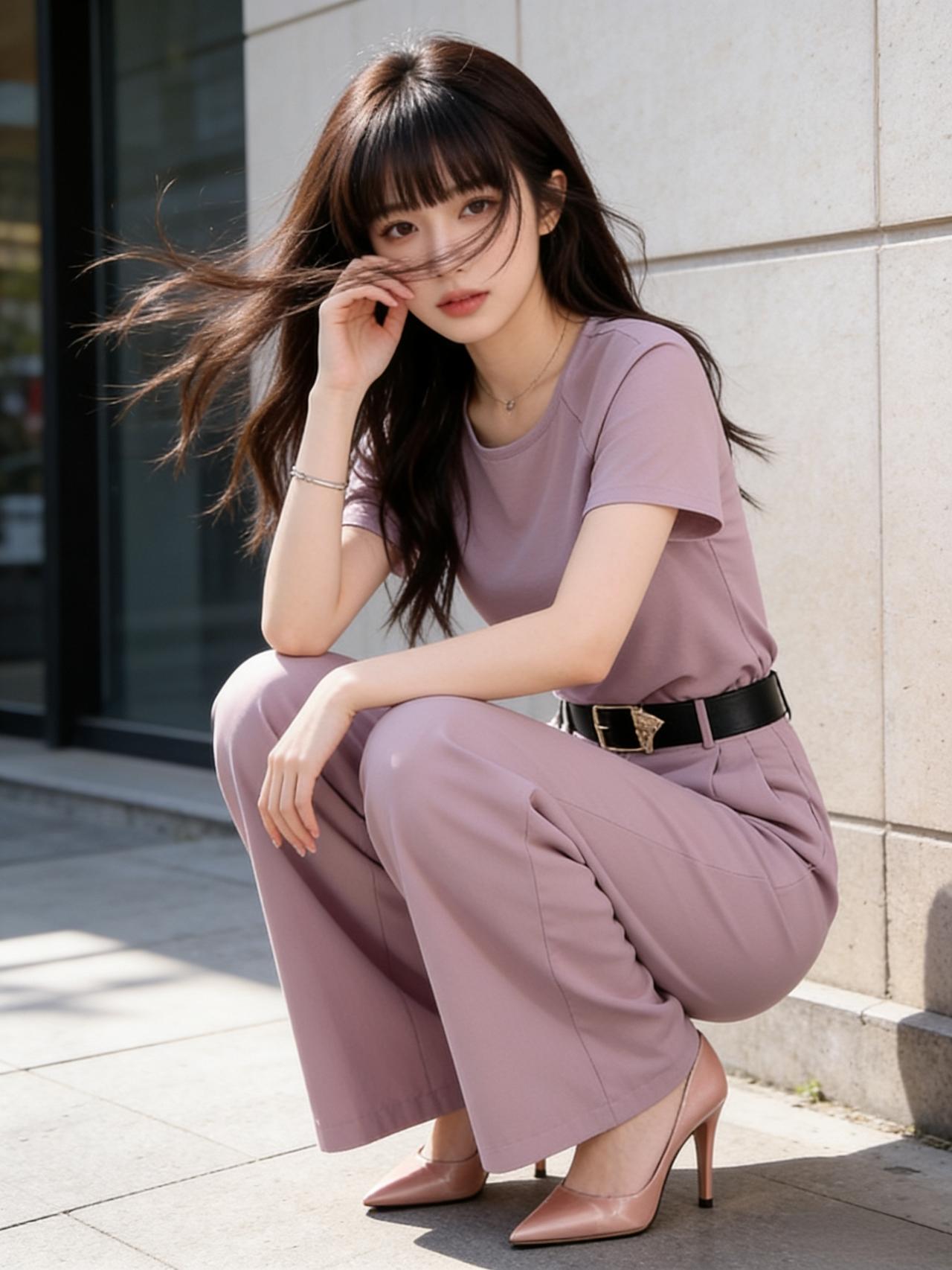 春风轻拂栏杆，杨柳依依，绿意温柔，一派明媚春光，醉了人心。这般温婉景致，最衬少女