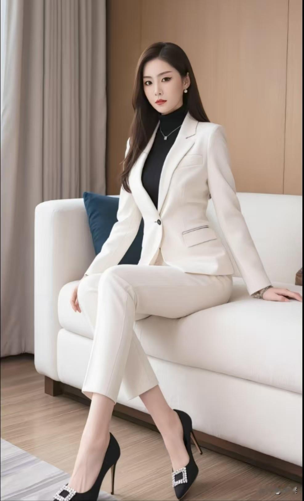 气质穿搭怎么穿才恰到好处?真正高级的气质穿搭，从不是繁复堆砌，而是像这身白西装