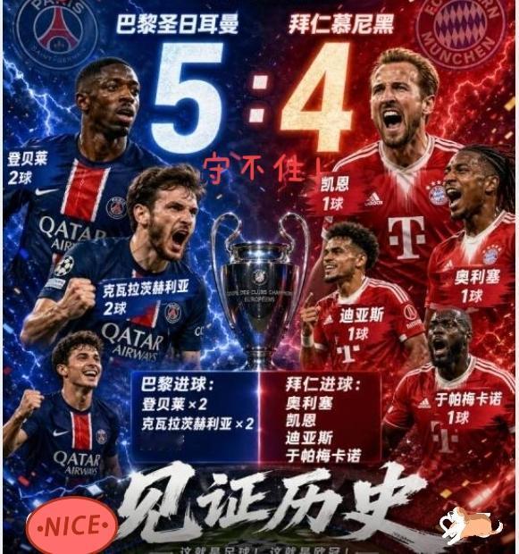 大巴黎5-4拜仁之后，一些球员价值可能要重估！双方不是不防守，是遇到这样的前锋组
