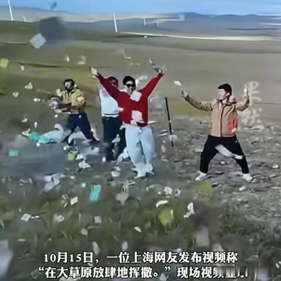 总有一帮撒子去草原抛纸片，都是撒子电影看多了吧，千万别罚款，让他们一张张捡回来就
