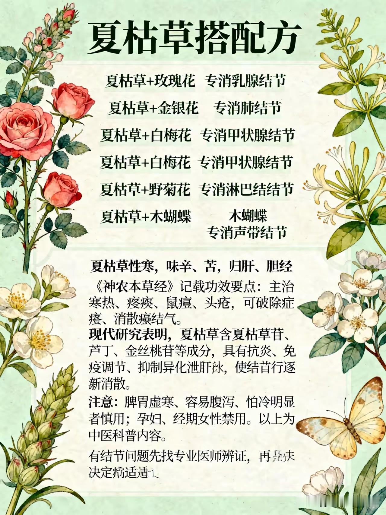 夏枯草加上它，结节一夜消大半，5个搭配方，乳腺、肺、甲状腺结节都能调理，建议收藏
