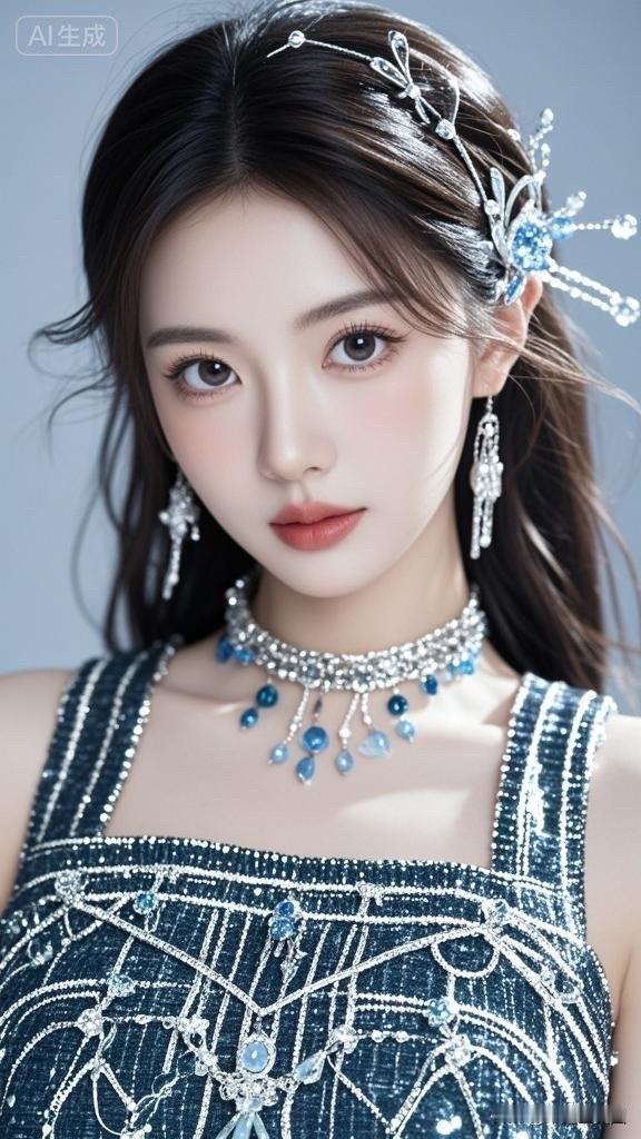 梦幻古风妆容，蓝宝石耳环闪耀！