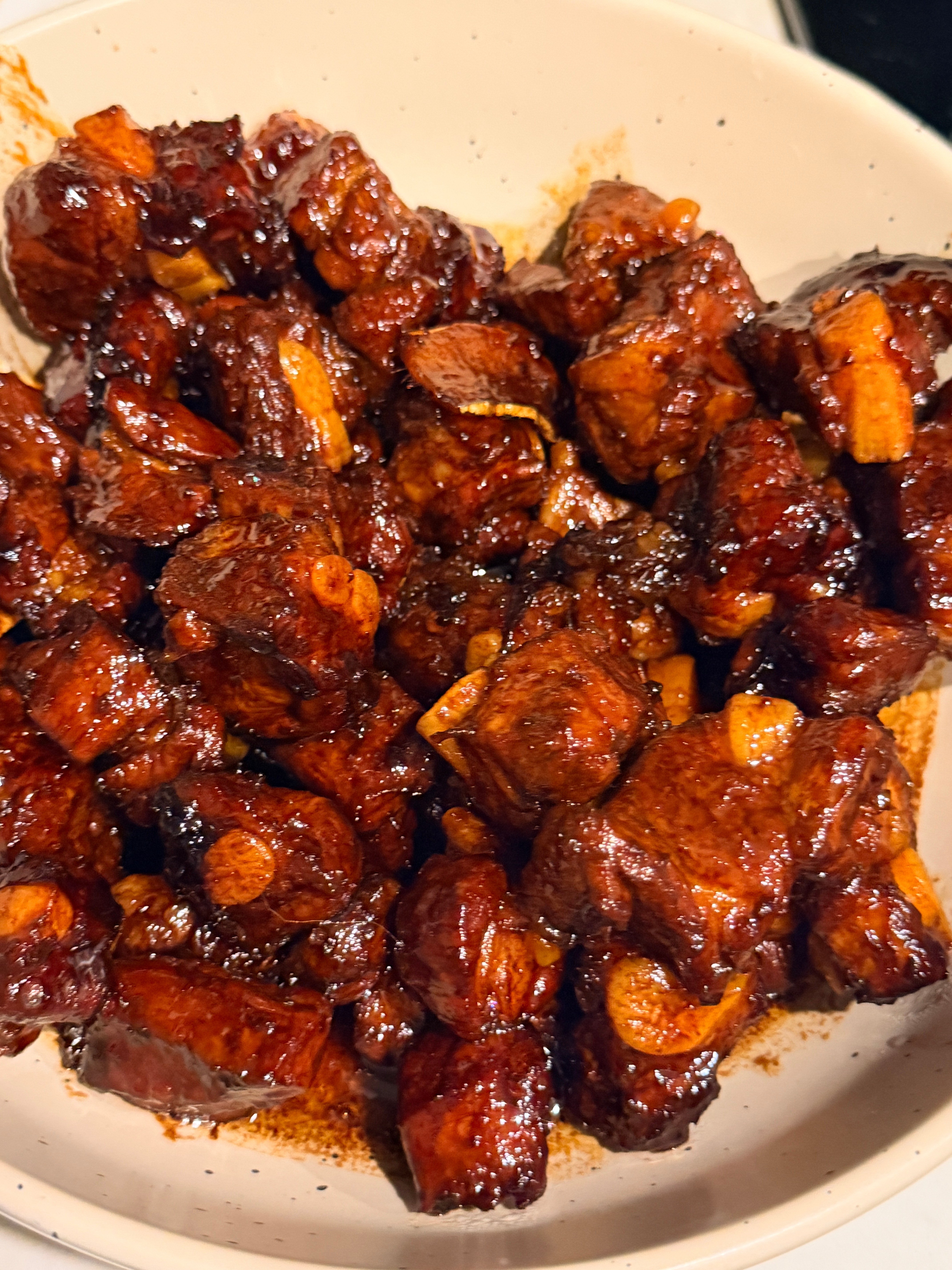 今天的排骨上色上的很漂亮，土豆丝也大成功！