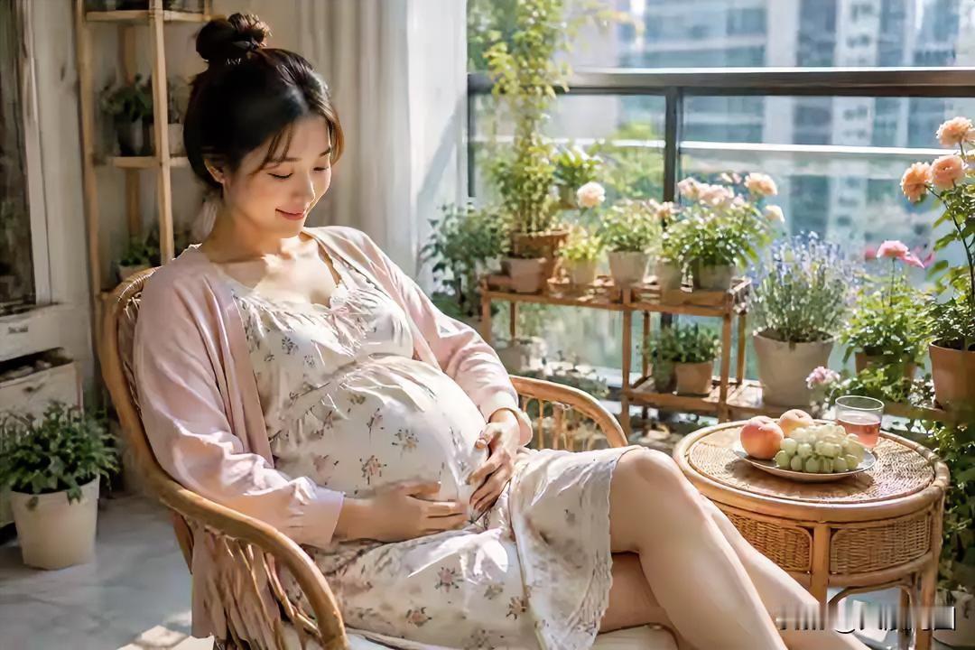 阳光倾洒于阳台之上，孕妇惬意地享受着悠闲时光。孕媽上班日常温柔孕妈日常窗边孕