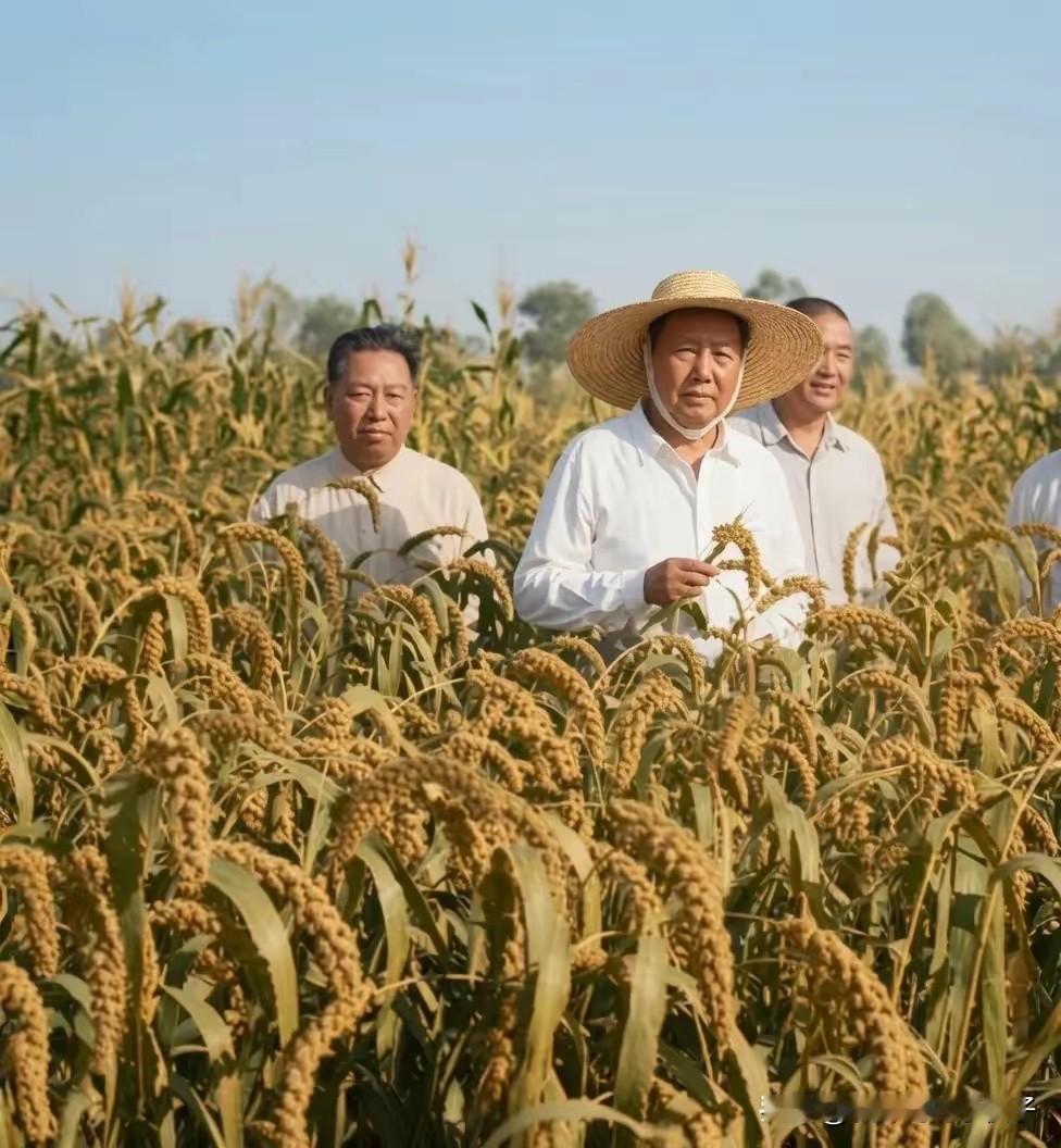 不要光照我，应该照这儿（庄稼）这张合影拍摄于1958年8月7日，毛主席到河南