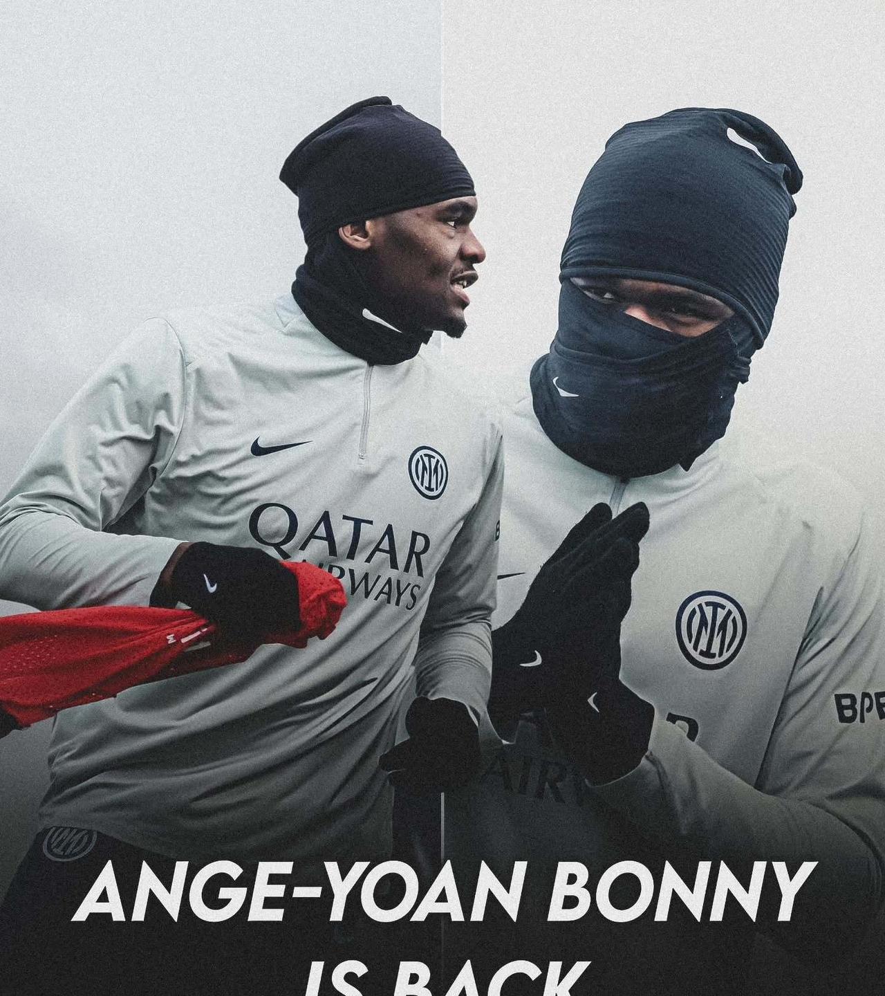 黑旋风博尼回来了！根据跟队记者比亚辛的消息，昨天在阿皮亚诺进行国际米兰训练，前锋