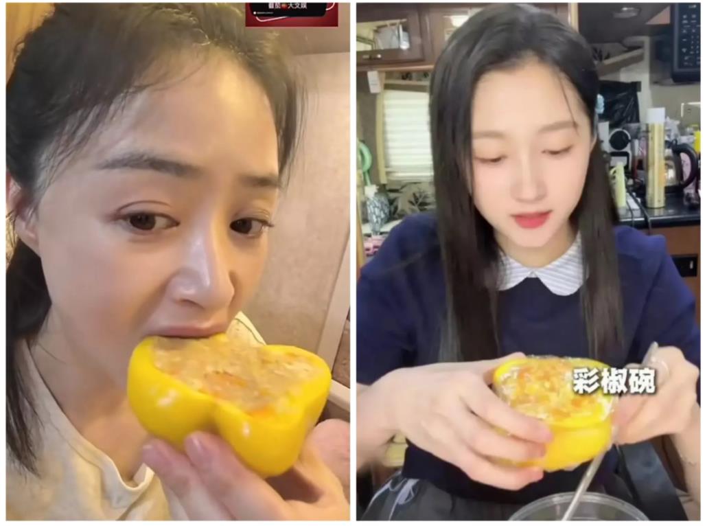 看到蒋欣大口吃“彩椒碗”的这一刻，我再也不羡慕她高挑、完美的身材了，别人减肥