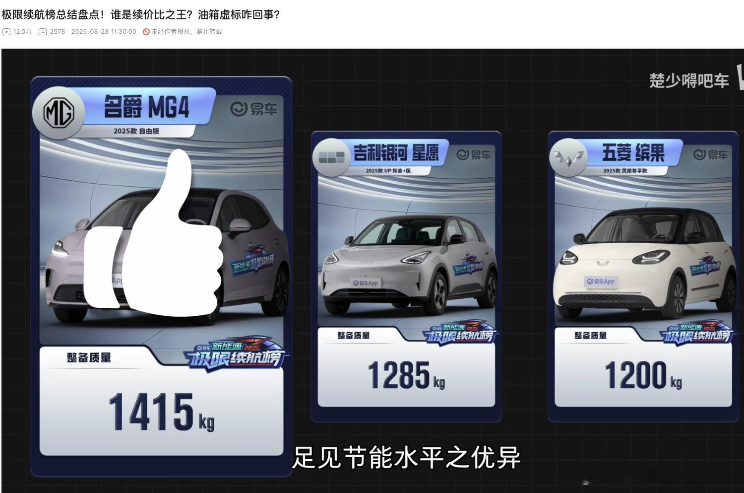 楚少给MG4的续航和能耗一个大大的赞价格又这么劲爆，质价比爆棚啊难怪39分钟就大