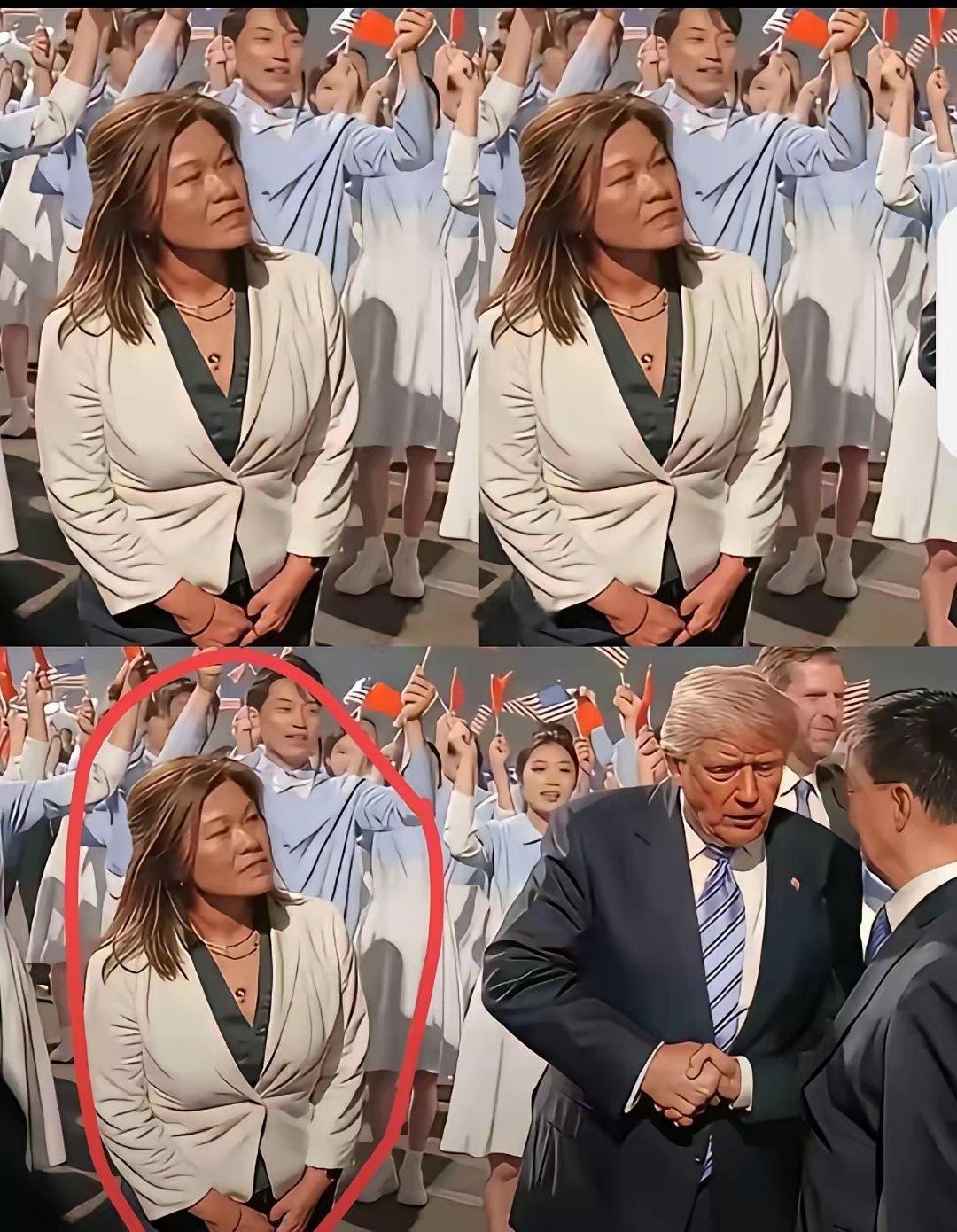 美方随行翻译的穿搭，在这种正式外交场合显得格格不入