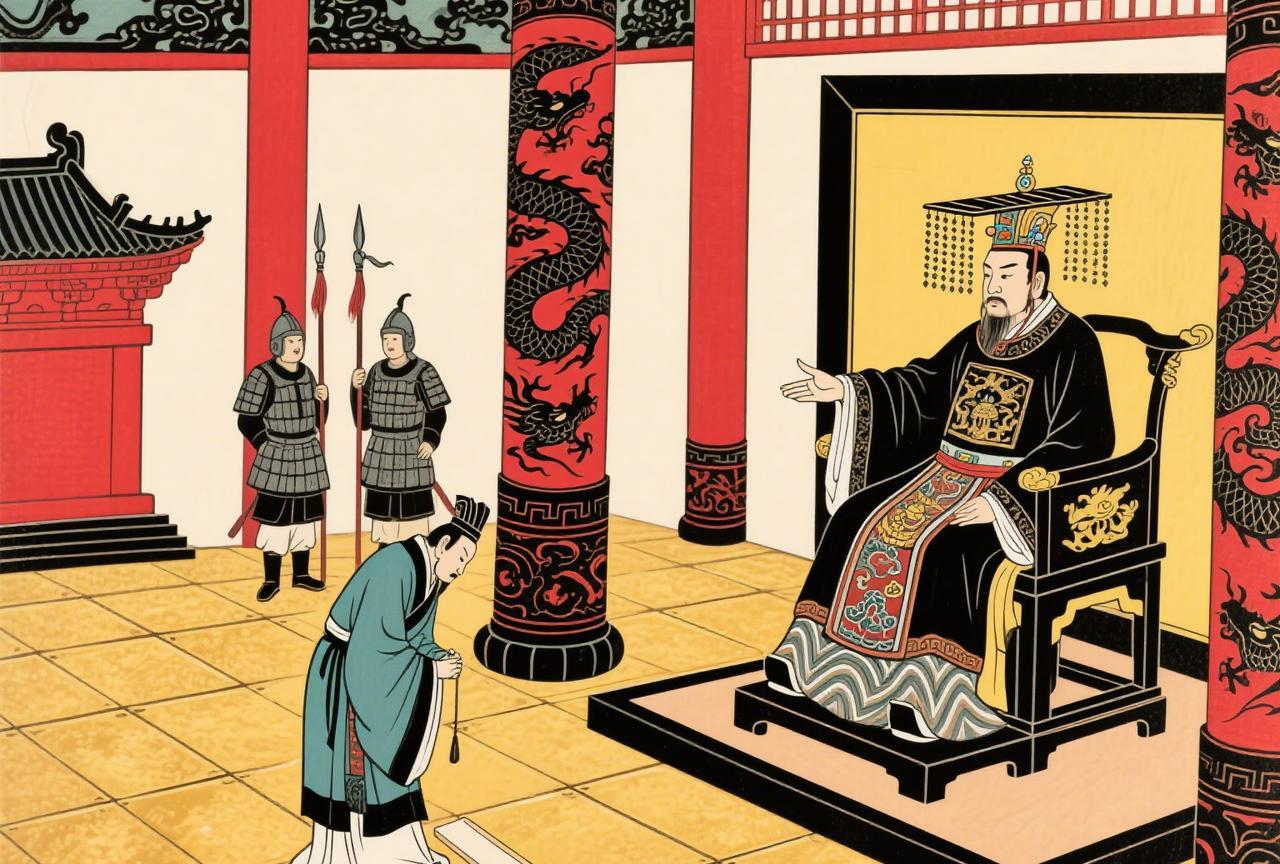 有人偷盗了皇帝宗庙里的玉环，皇帝大怒，让廷尉重重治罪；廷尉依法将其判处公开斩首
