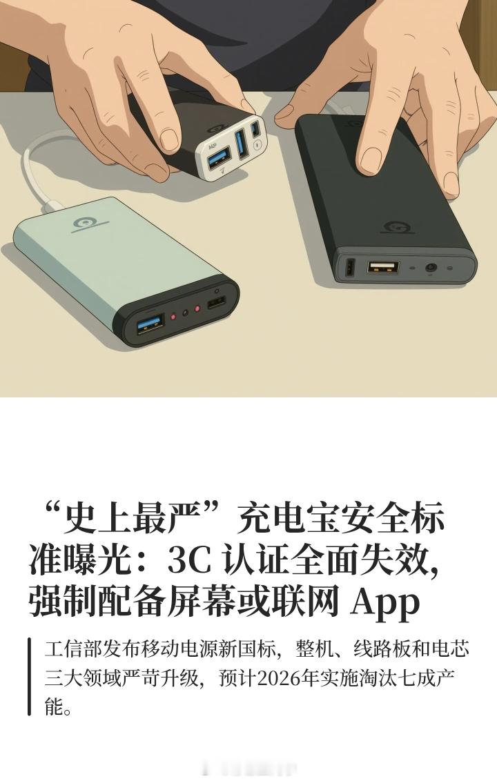 充电宝新策要出了，老的3C将全部失效，以后将全部遵循新规面临这波大换血，充电宝的