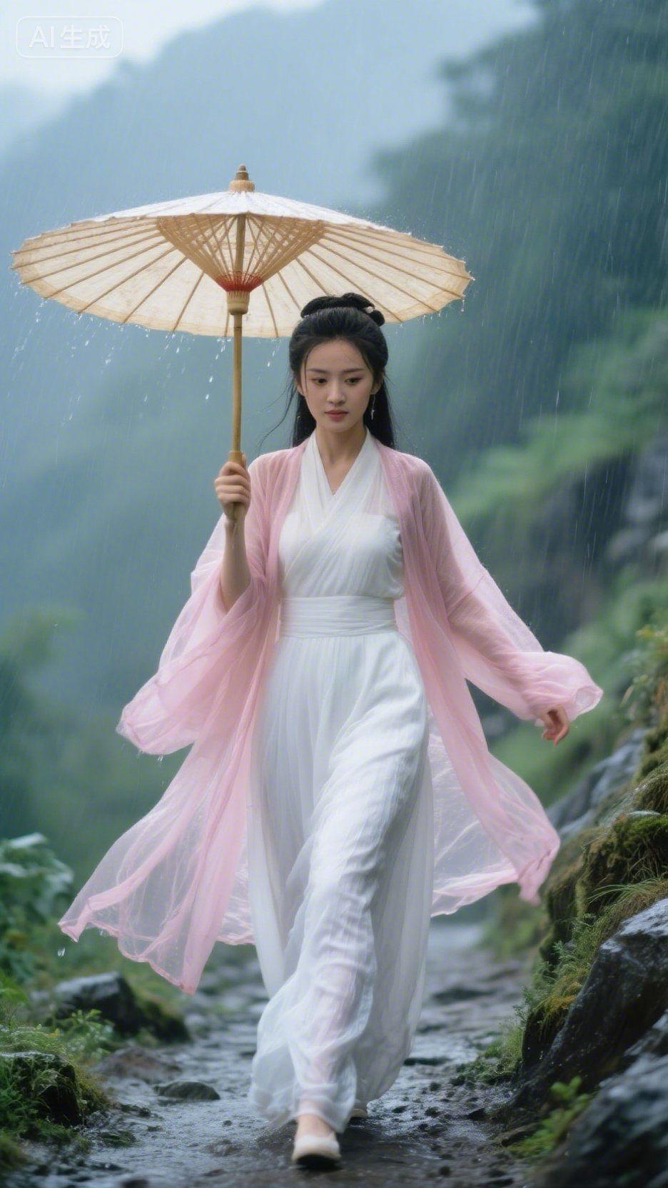 烟雨中的古风奇遇古风汉服撑伞汉服的力量治愈古风配文