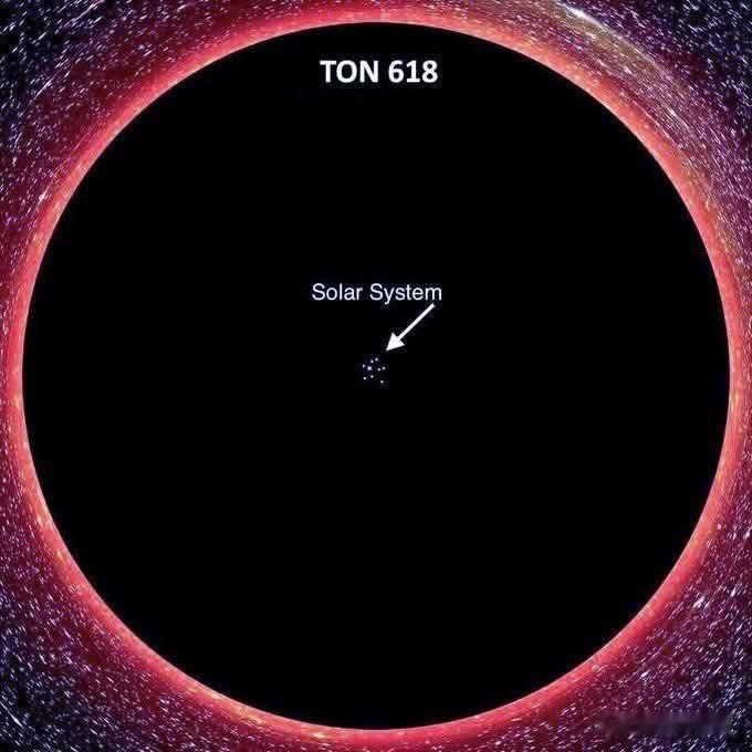 TON618是一颗极其明亮的类星体，其亮度甚至超过了周围的星系。在大约