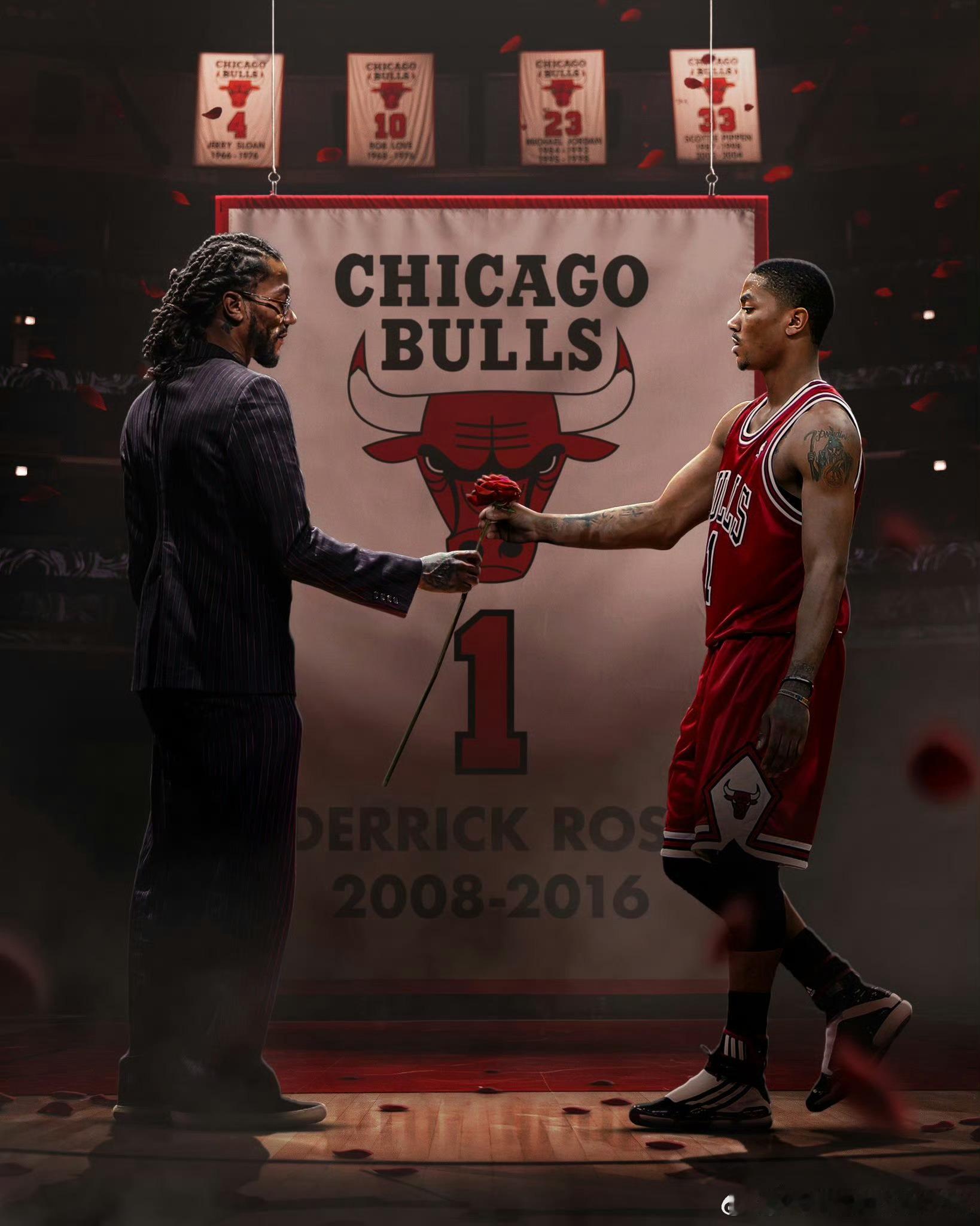 罗斯球衣退役仪式风城玫瑰🌹永不凋零当年他是后乔丹时代让人觉得芝加哥再次崛起的希