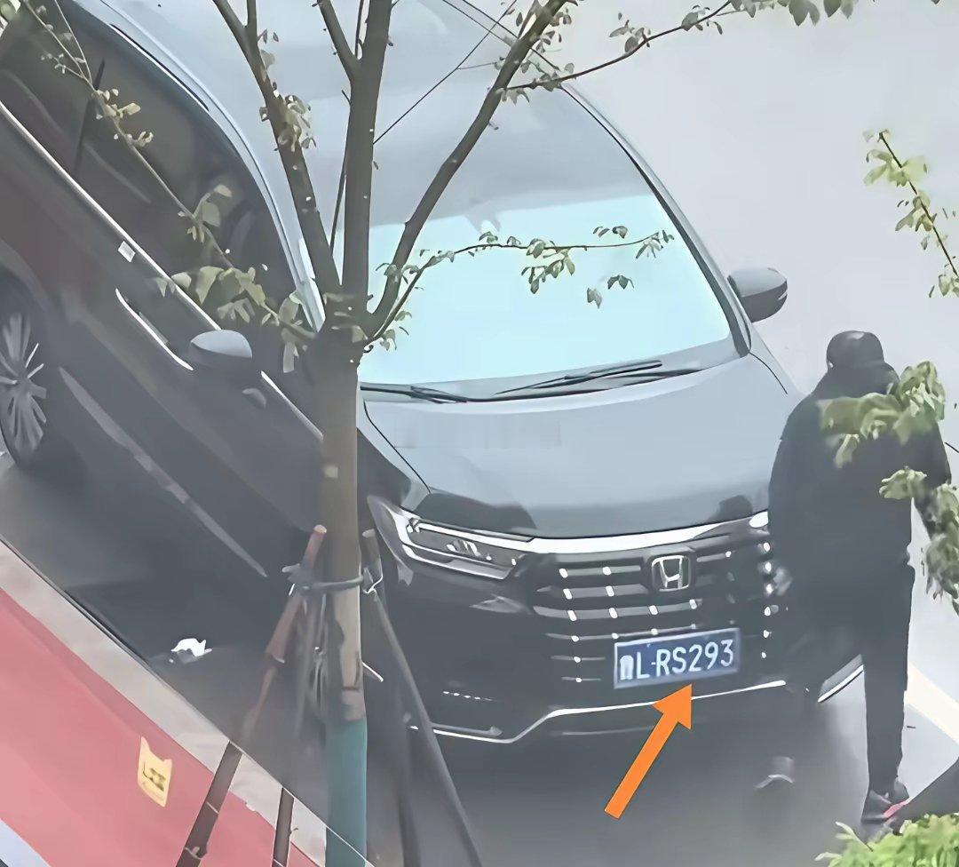 马路边一黑衣男“换车牌”81130变成RS293。（为安全得曝光，若侵告知即删除