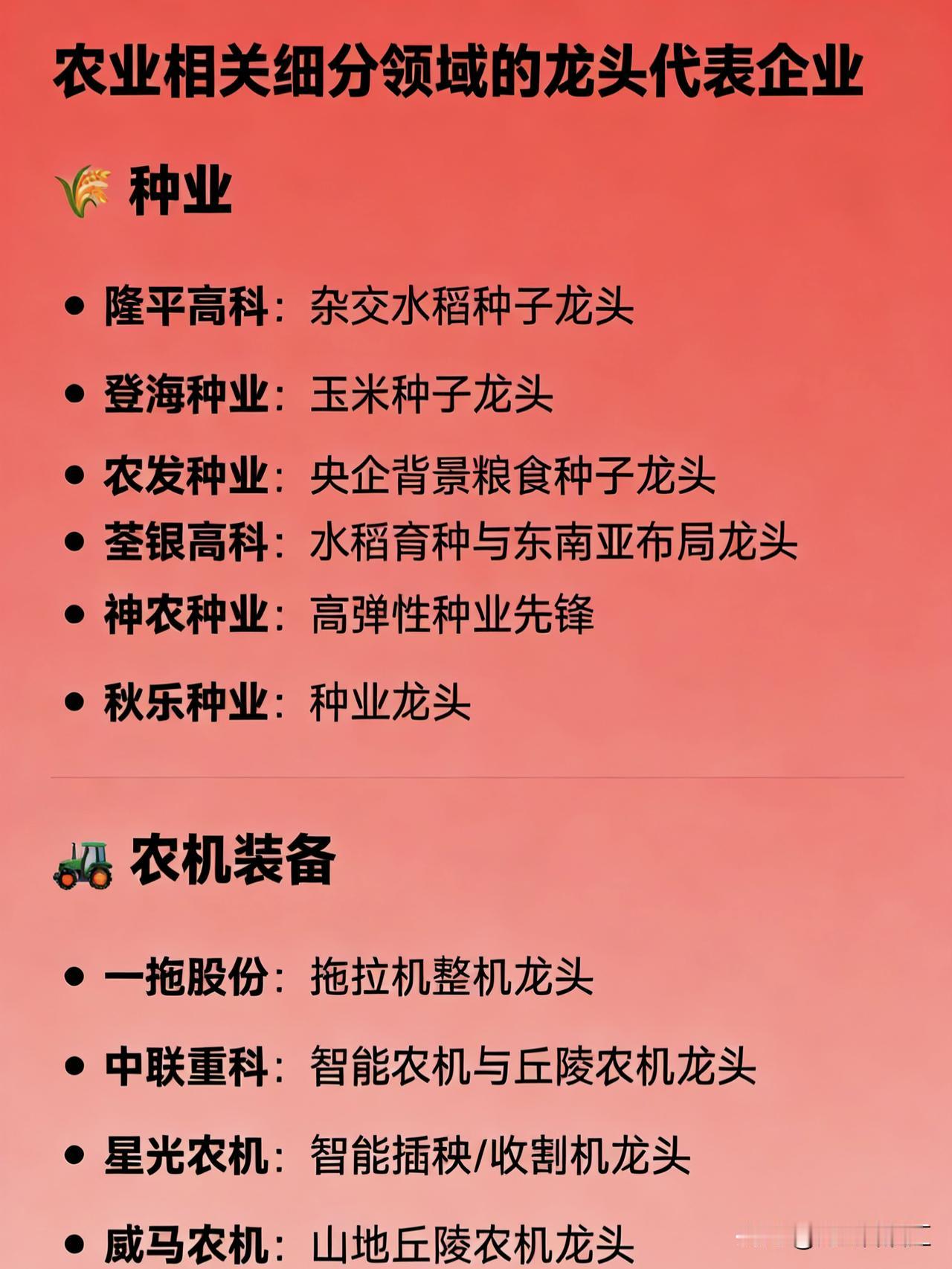 农业相关细分领域的龙头代表企业🌾种业隆平高科：杂交水稻种子龙头登