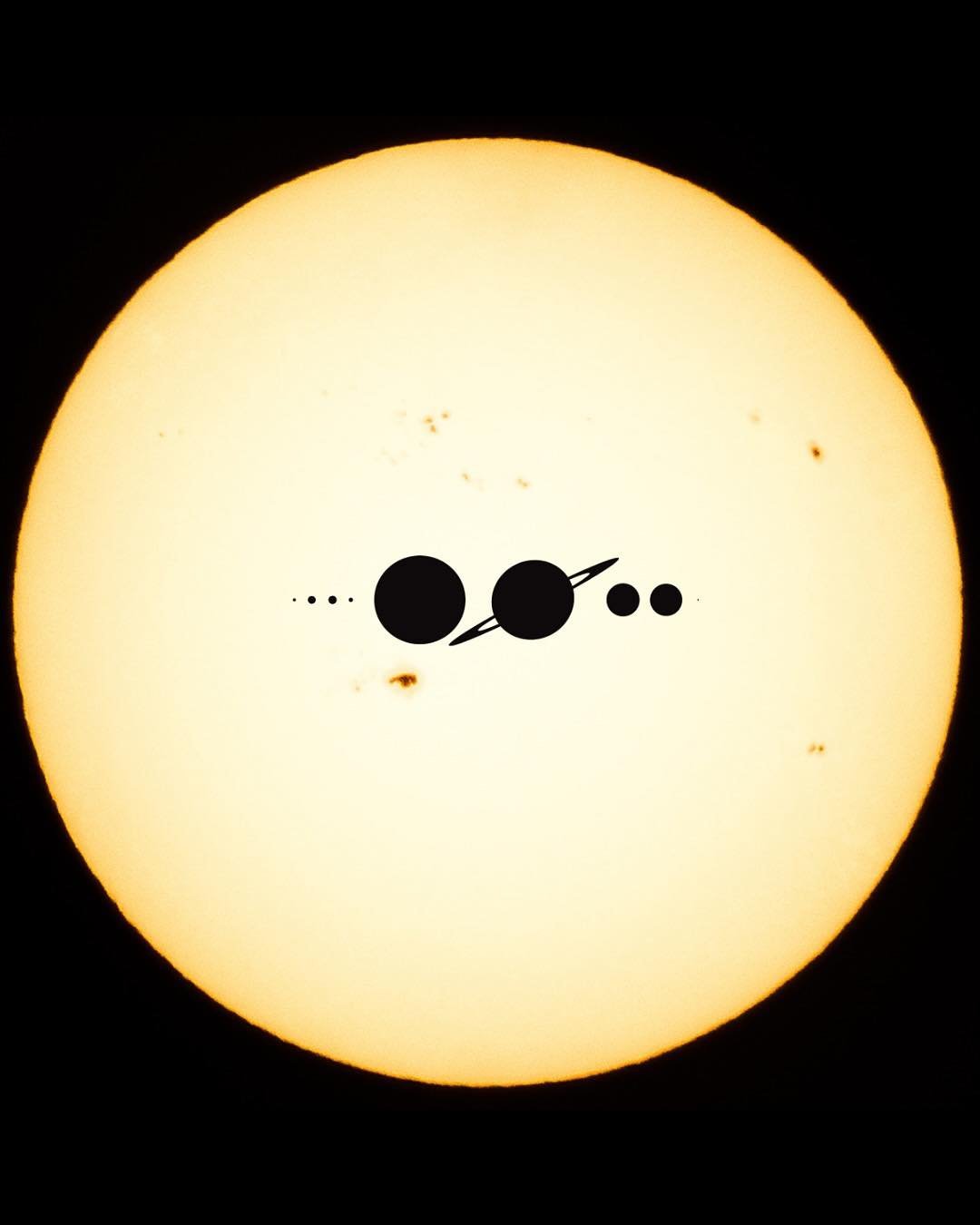太阳的大小与行星的大小相比​​​