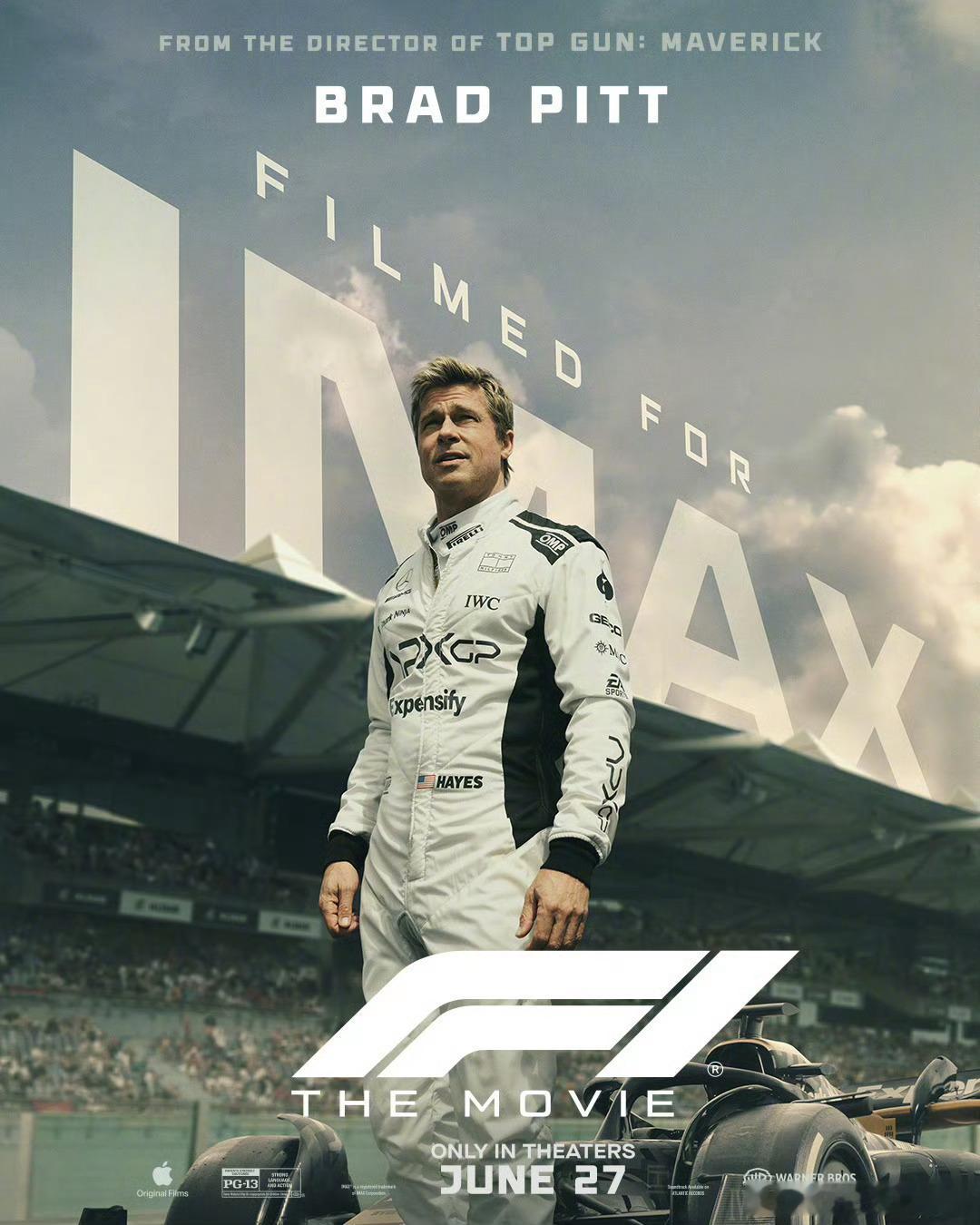 布拉德·皮特新片《F1：赛道风云》发布新海报！绝对大大大男主商业大片，演员的终极