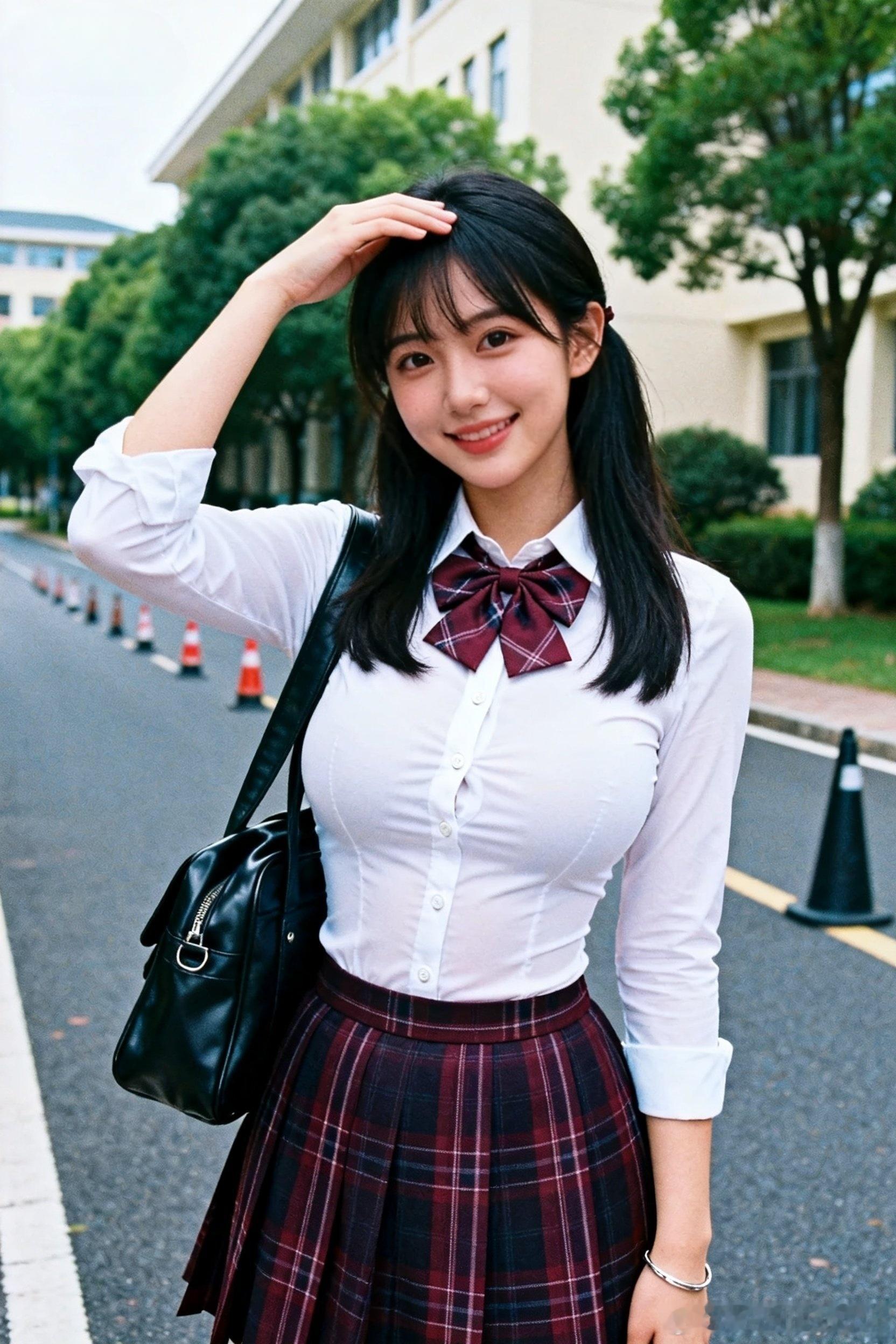 双马尾好看吗，果然是校园小清新今天天很热，那就当一个青春阳光的女孩！🤪行摄漫记