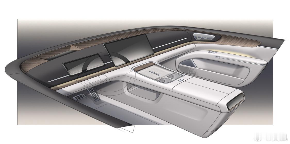 零跑D19的内饰设计图和局部细节官宣，车子看过了，但还不能细说，这个设计风格1-
