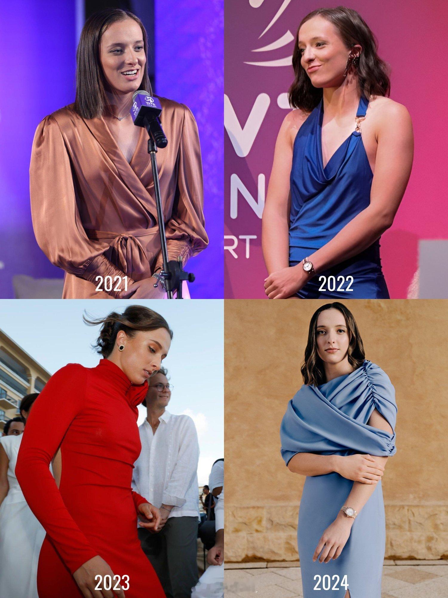 斯瓦泰克过去四年年终造型👇你最喜欢哪一年的?网球talking大会