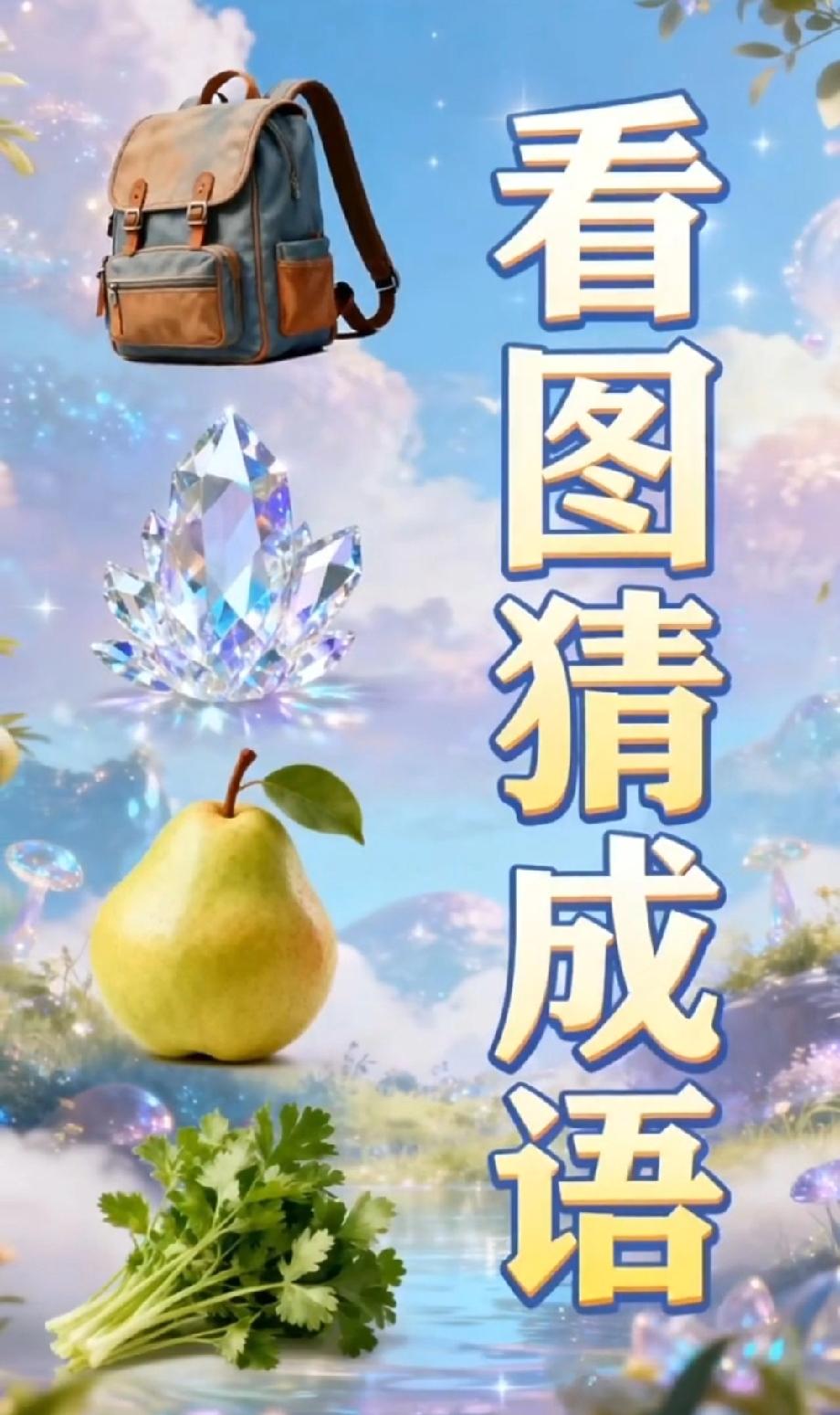 这看图猜成语要把我逼疯！书包+钻石+梨+香菜，谁能秒出答案？评论区等大神