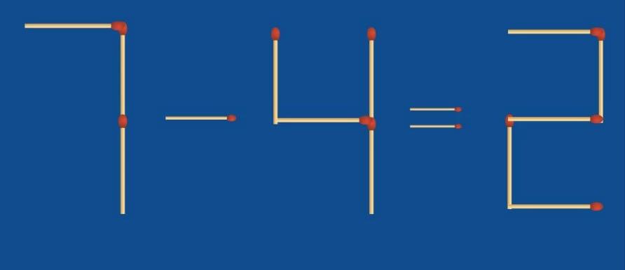 脑筋急转弯智商测试：7-4=2只有天才头脑才能移动一根火柴解决的火柴棒谜题